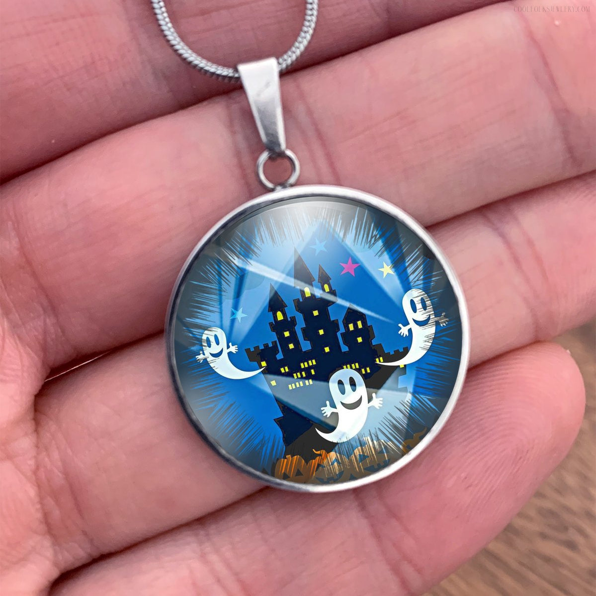 Happy ghosts halloween necklace