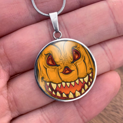 Halloween Jack o lantern necklace 2